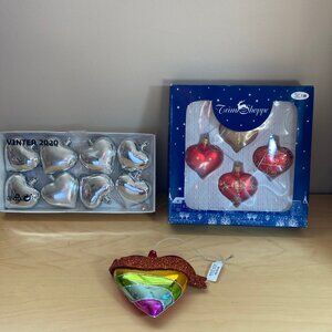 13 Hearts Christmas Tree Ornaments (West Elm, Ikea, Vintage Trim Shoppe)